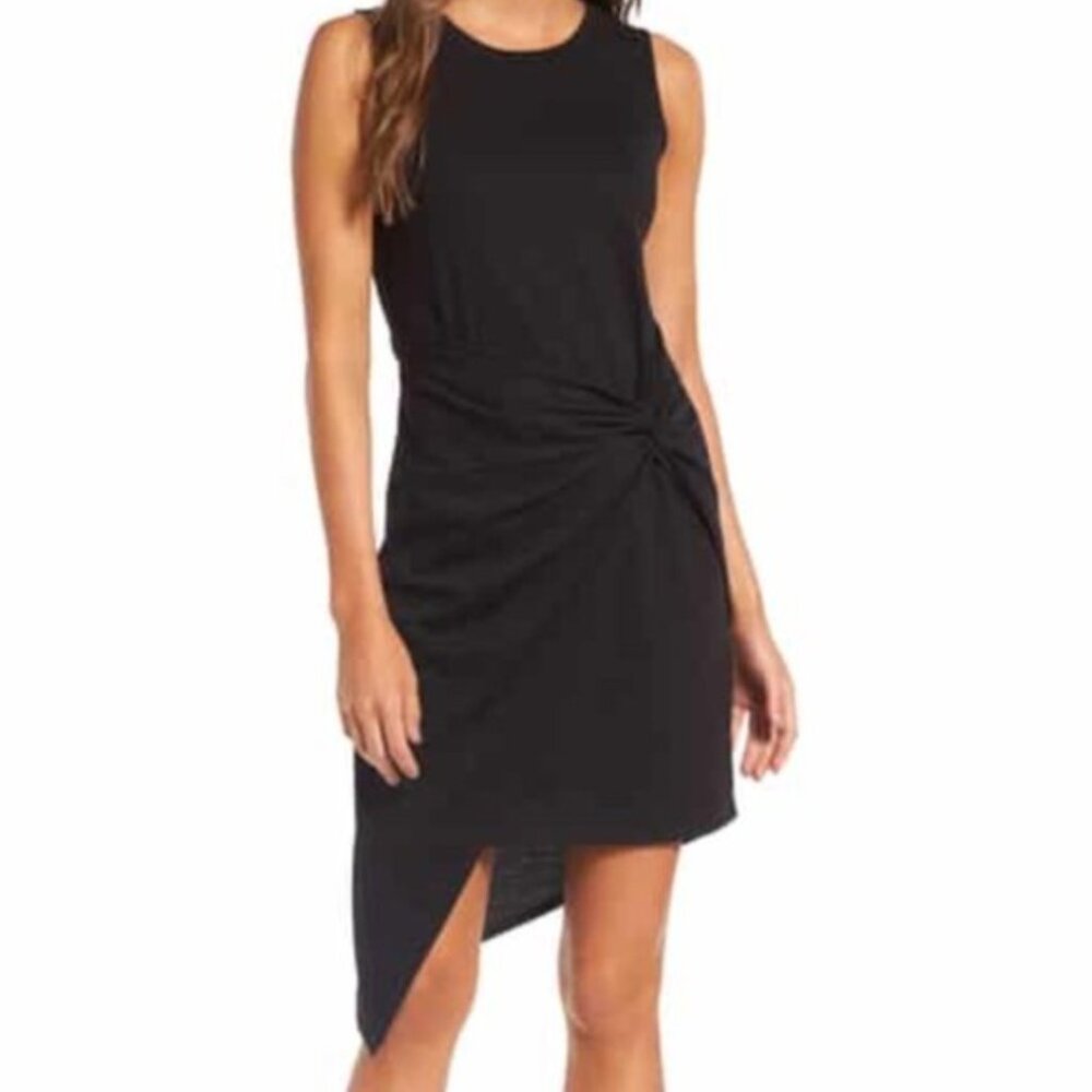 NWTs TROUVE Black Midi Asymmetrical Crewneck Dress (L)